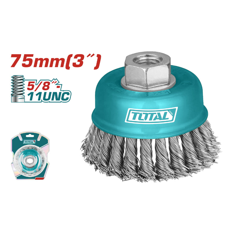 Disco de alambre entorchado de 4" rosca 5/8"-11 UNC. Diámetro de alambre 0.5mm
