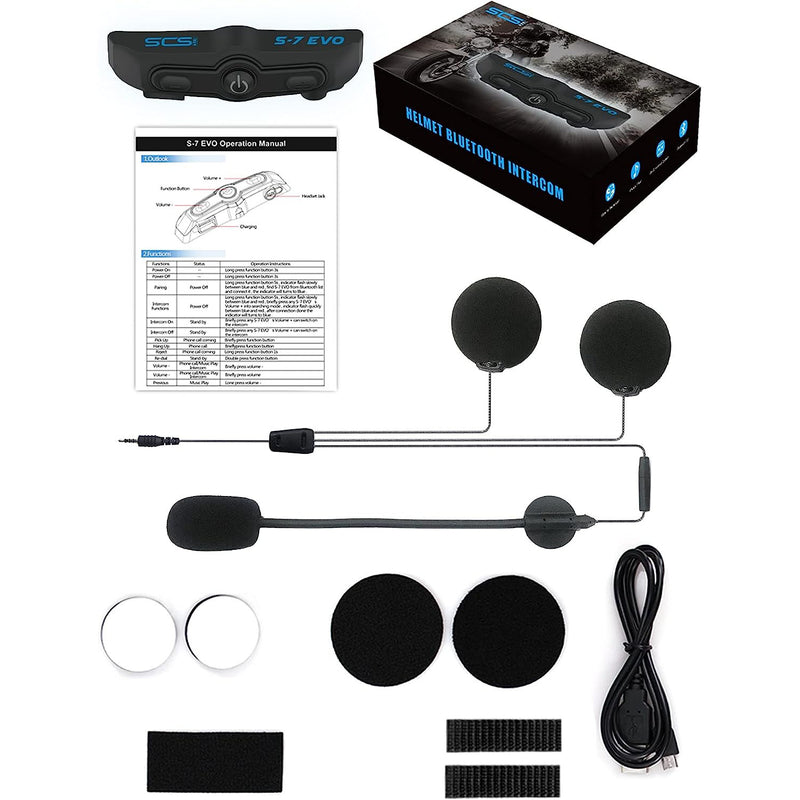 Intercomunicador Bluetooth para Casco S7 Evo Duo (viene el par en caja)