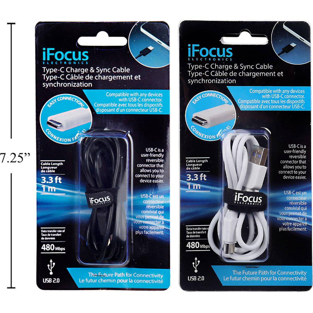 Ifocus, Cable De Carga Y Sincronización 1M Tipo C (1Pza) (Viene En Colores Variados Al Azar)