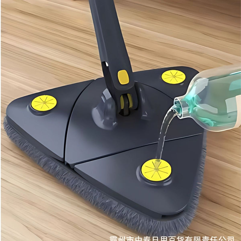 Trapeador Triangular Con Escurrido Automático Y Cabezal Giratorio 360°. Lampazo Con Mopa de Microfibra. Exprime Fácil.