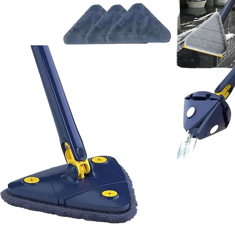 Trapeador Triangular Con Escurrido Automático Y Cabezal Giratorio 360°. Lampazo Con Mopa de Microfibra. Exprime Fácil.