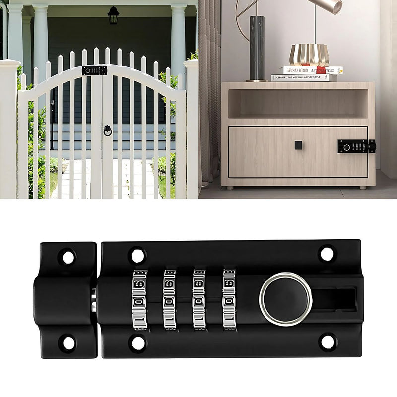 Picaporte Pestillo de Seguridad Reforzado. Cerradura con Código de 4 Dígitos en Aleación de Zinc para Exterior e Interior.