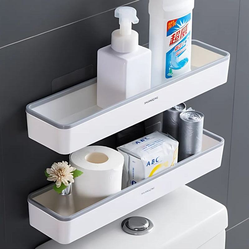Repisa pared Plástica Autoadhesiva. Estante Organizador de Pared para inodoro Baño o Cocina. Tablilla multifuncional (unidad).