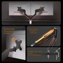 Soporte de Monitor computadora Doble con Rotación 360°. Brazo Ergonómico para Pantallas de hasta 32” con Montaje de Escritorio. Ideal para Oficina y Gaming.