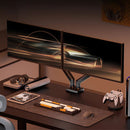 Soporte de Monitor computadora Doble con Rotación 360°. Brazo Ergonómico para Pantallas de hasta 32” con Montaje de Escritorio. Ideal para Oficina y Gaming.