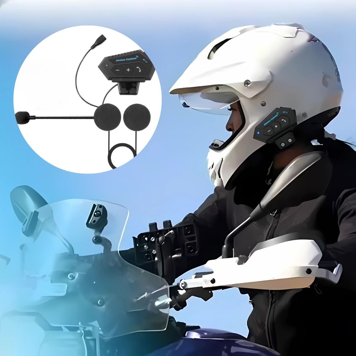 Audífonos Inalámbricos para Casco de Motocicleta. Auricular Bluetooth para Casco de Moto BT12. Headset.