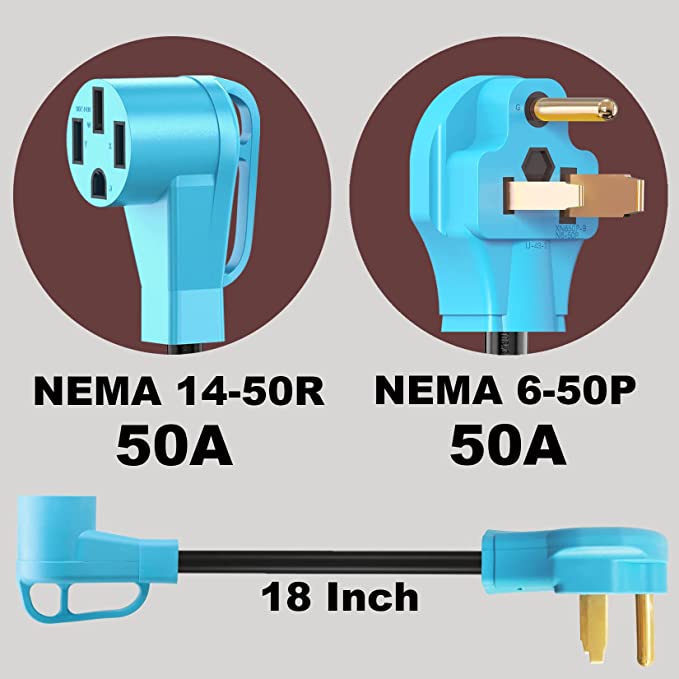 Cable adaptador de cargador EV de 6-50P a 14-50R de nivel 2 de 45cm