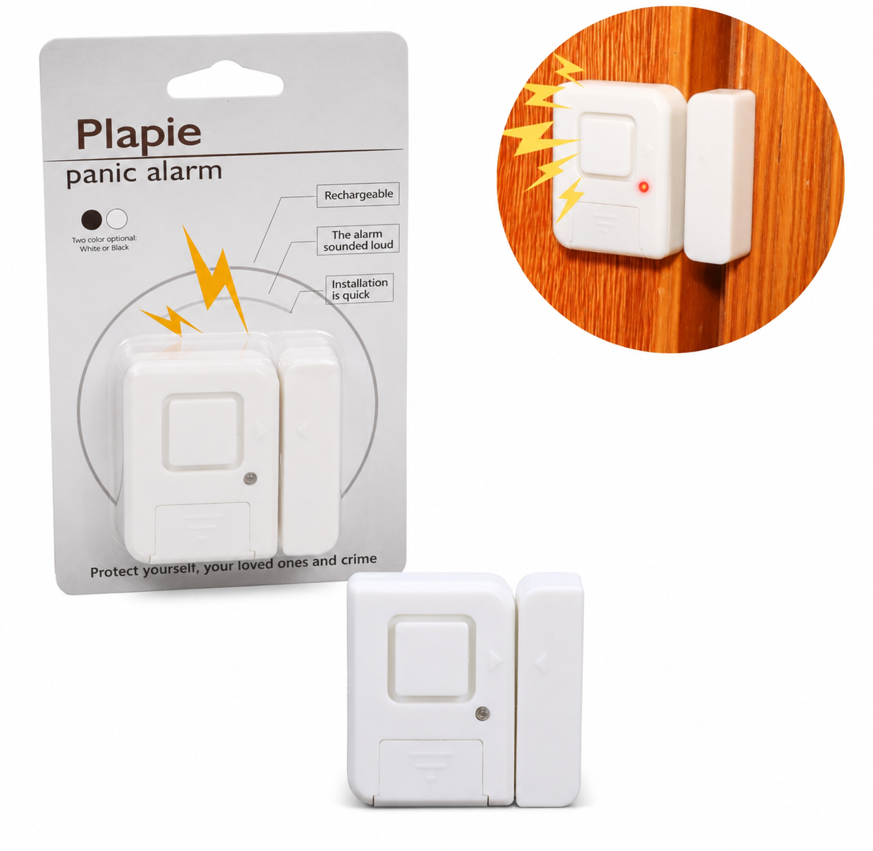 Alarma Magnética Para Puertas Y Ventanas 2.3x1.5x0.6”.  3.6V 120db.Ideal Para Seguridad En Hogares Y Oficinas (1 UND). Sensor Para Protección Infantil Y Antirrobo.