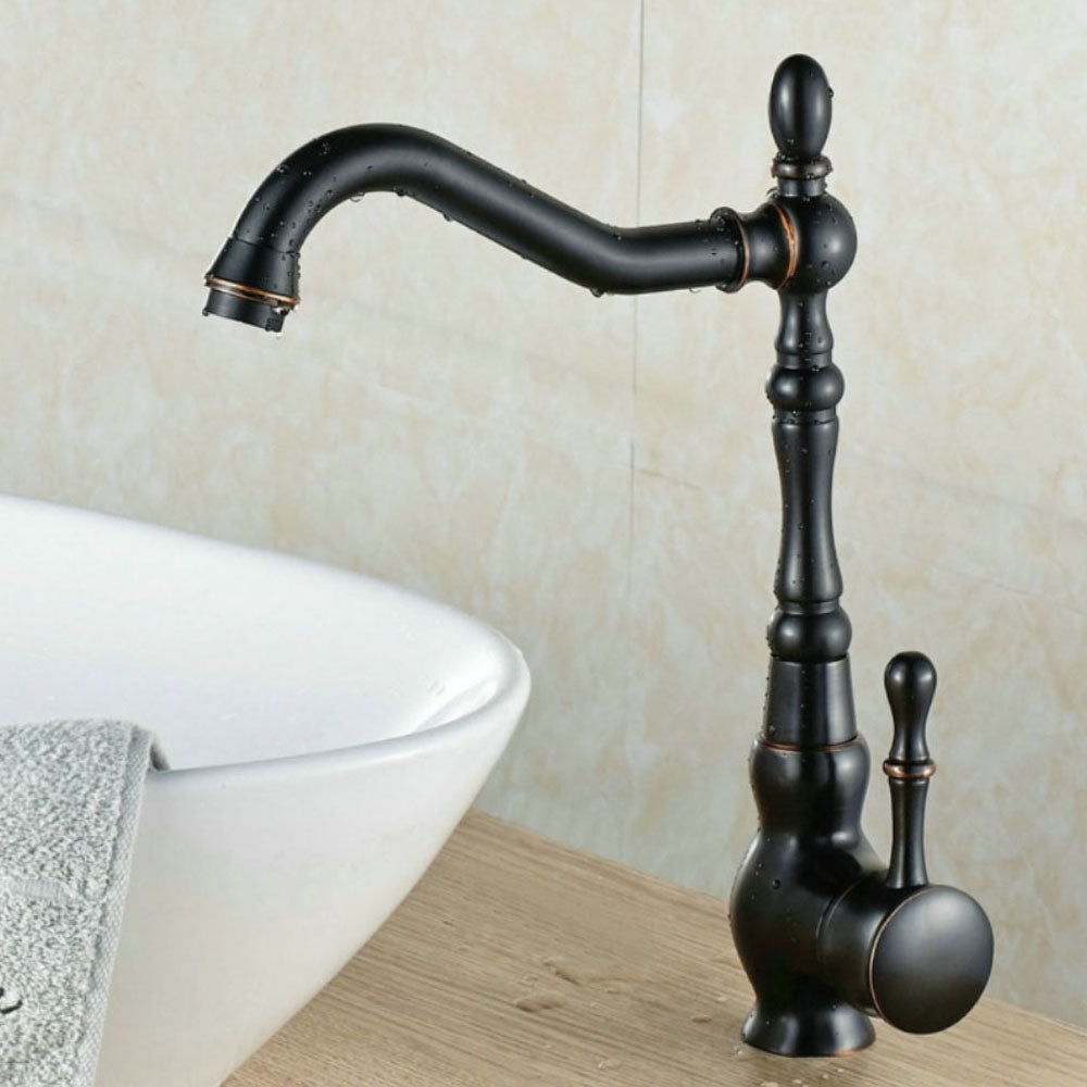 Grifo mezclador monomando de Fregador Bronce Acabado Negro VINTAGE RETRO NESSATI