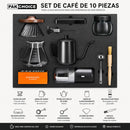 Café por Goteo de Vertido Manual (Drip Coffee) Con Molinillo Eléctrico. Kit Barista Pour-Over de 10 Piezas. Café de Especialidad. Specialty Coffee.