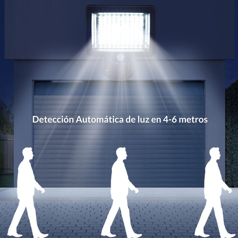 Lámpara reflector Solar Exterior LED 5.5V con Sensor de Movimiento Panel Separado Ajustable Impermeable. Luz de Seguridad Jardín Patio Control Remoto y Autonomía 12H