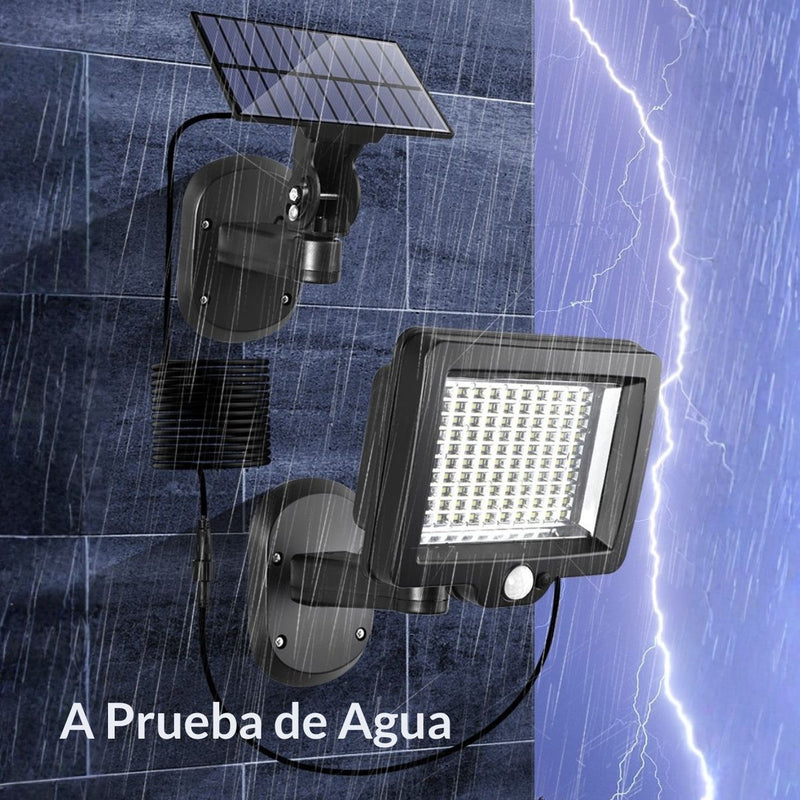 Lámpara reflector Solar Exterior LED 5.5V con Sensor de Movimiento Panel Separado Ajustable Impermeable. Luz de Seguridad Jardín Patio Control Remoto y Autonomía 12H