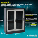 Mueble metalico Gabinete armado estructura plegable dos repisas con puerta corredera de vidrio 1100X900X400mm