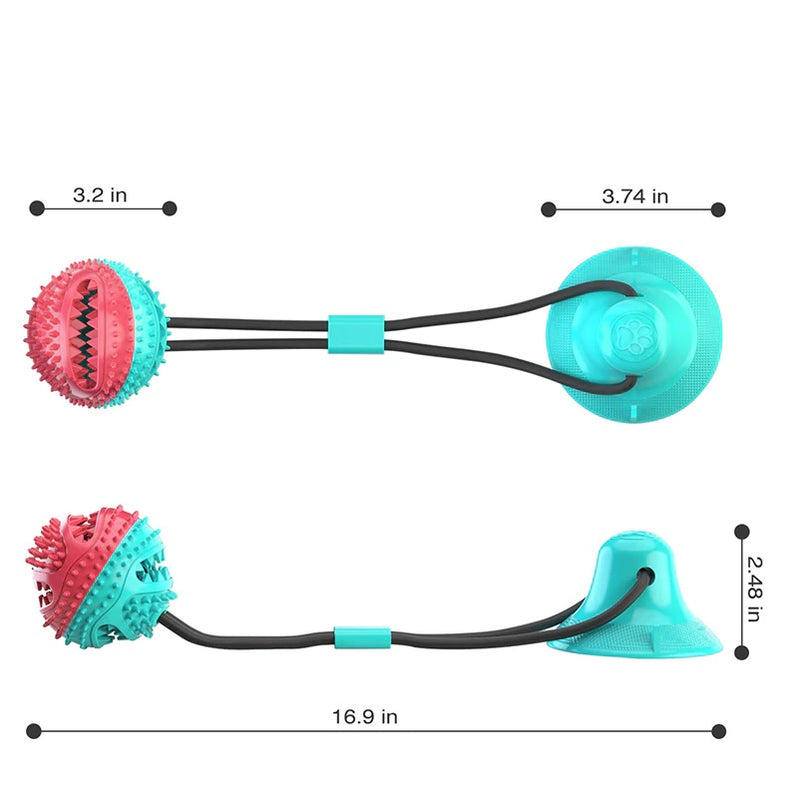 Pelota con cuerda para perro de silicona masticable con chupón para inmovilizar.