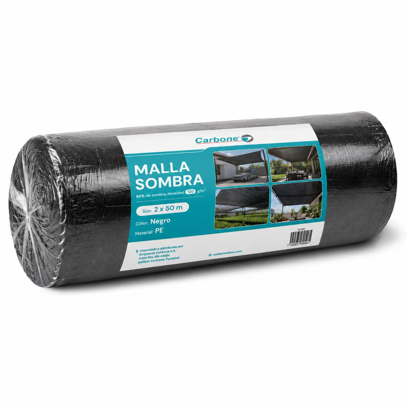 Malla Sombra Negra PE 80% De Sombra. Densidad 120 g/m² Para Jardín Cultivo Patio Terraza (2x50m)