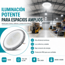 Lámpara LED UFO Industrial 100W IP65 3000K-6500K Para Bodega Galera Taller Comercio Y Centros Comerciales (360x290x76mm). Color Gris