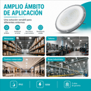 Lámpara LED UFO Industrial 100W IP65 3000K-6500K Para Bodega Galera Taller Comercio Y Centros Comerciales (360x290x76mm). Color Gris