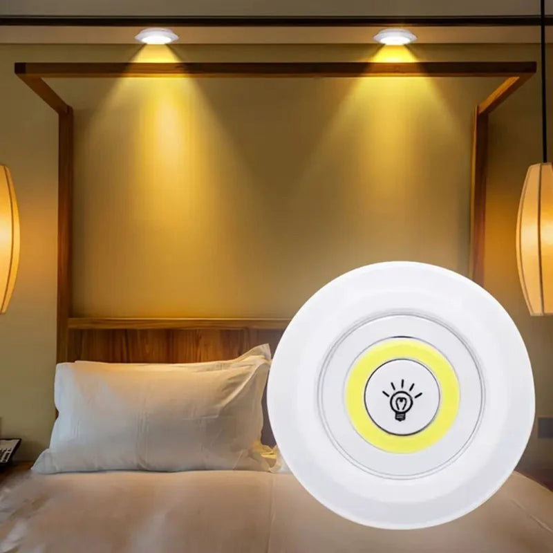 Luz Adhesiva Con Control Remoto (Set de 3 piezas). Iluminación cálida COB Regulable con Temporizador.