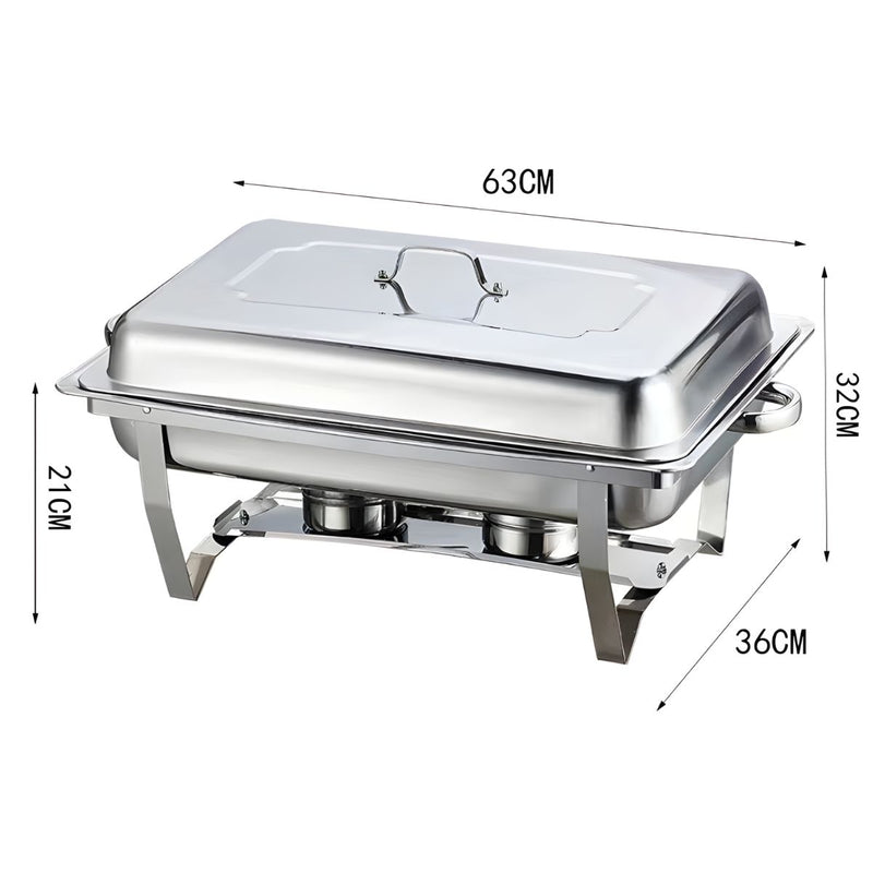 Chafing Dish Rectangular De Acero Inoxidable De Tres Compartimientos Calentamiento Por Alcohol Para Hoteles, Restaurantes, Buffets, Catering.