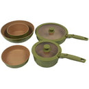 Ollas y Sartenes de cocina antiadherente con Mango Desmontable  9 piezas de aluminio. Sartenes, wok y cacerolas con tapas. Set de Cocina