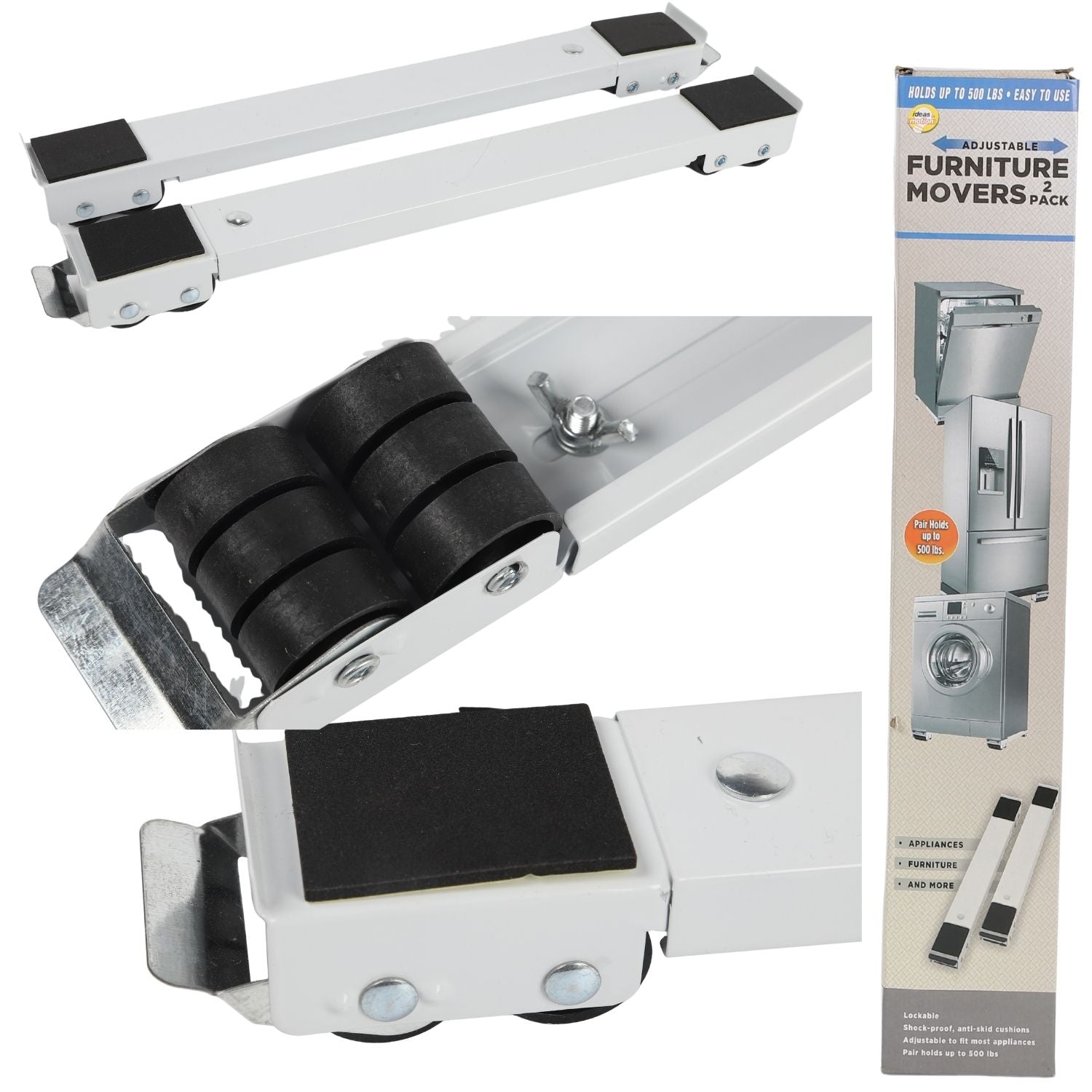 Base con ruedas para mover muebles 18"-28" de hierro, resistente para almacenamiento y mudanza. Base ajustable rodante.