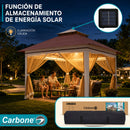 Gazebo toldo Plegable 4x4M con Malla Antimosquitos e Iluminación Cálida solar. Tolda para Exteriores.
