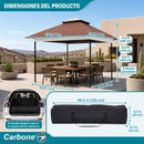 Gazebo Toldo Plegable 4x4M con Techo De Doble capa Ventilado y Bolsa de Transporte. Tolda para Exteriores.