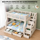Litera Infantil Camarote Madera Maciza Twin Escalera y Cajones. Cama Barandal de Seguridad, Estantes y Base Reforzada. No incluye colchones (viene desarmado cliente debe ensamblar)