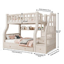 Litera Infantil Camarote Madera Maciza Twin Escalera y Cajones. Cama Barandal de Seguridad, Estantes y Base Reforzada. No incluye colchones (viene desarmado cliente debe ensamblar)