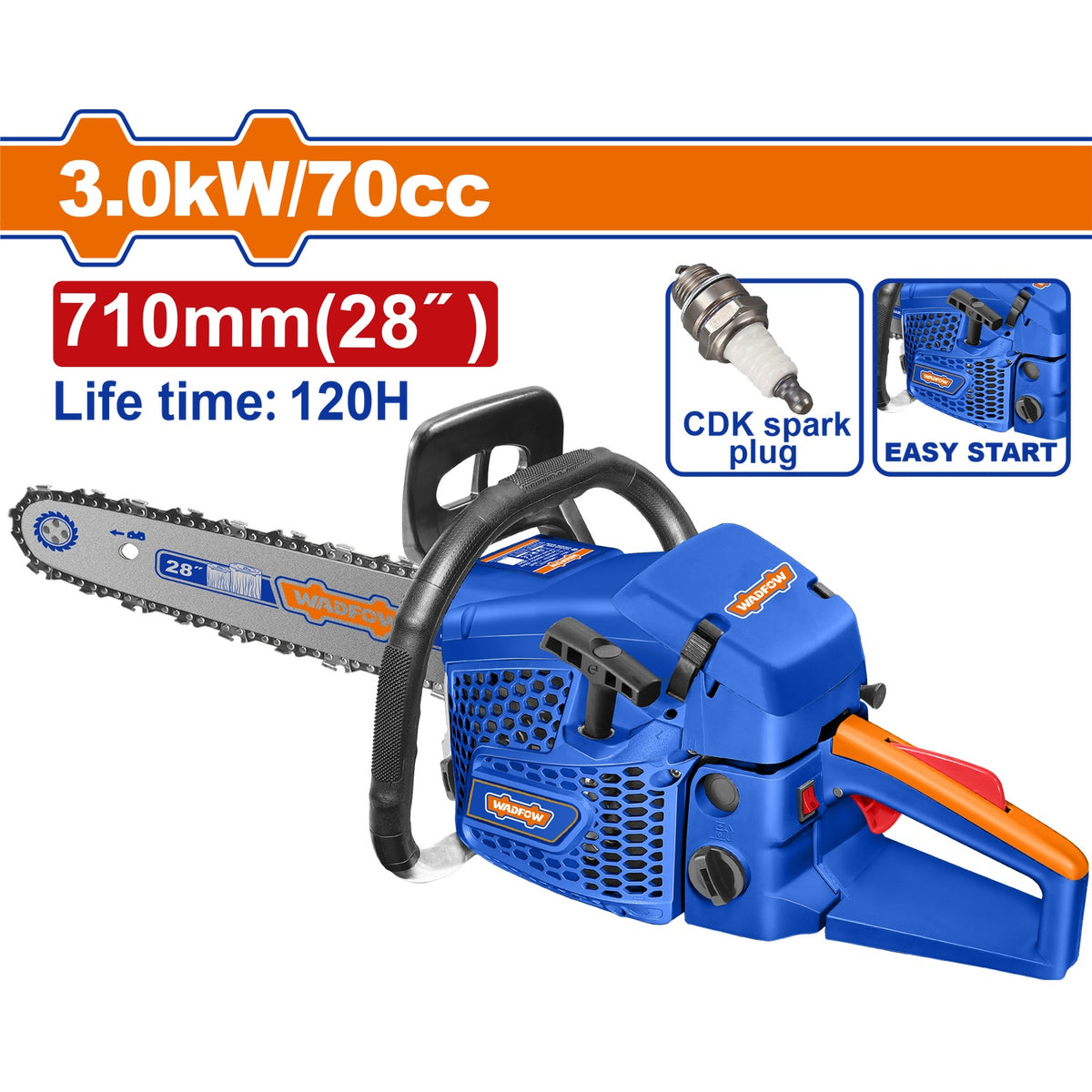 Motosierra De Gasolina 70Cc De 28" y 3.0kW. Tanque Gasolina 550Ml Tanque Aceite 260Ml ( Carburador Walbro Y Cadena/Espada Oregon ) (Top Quality)