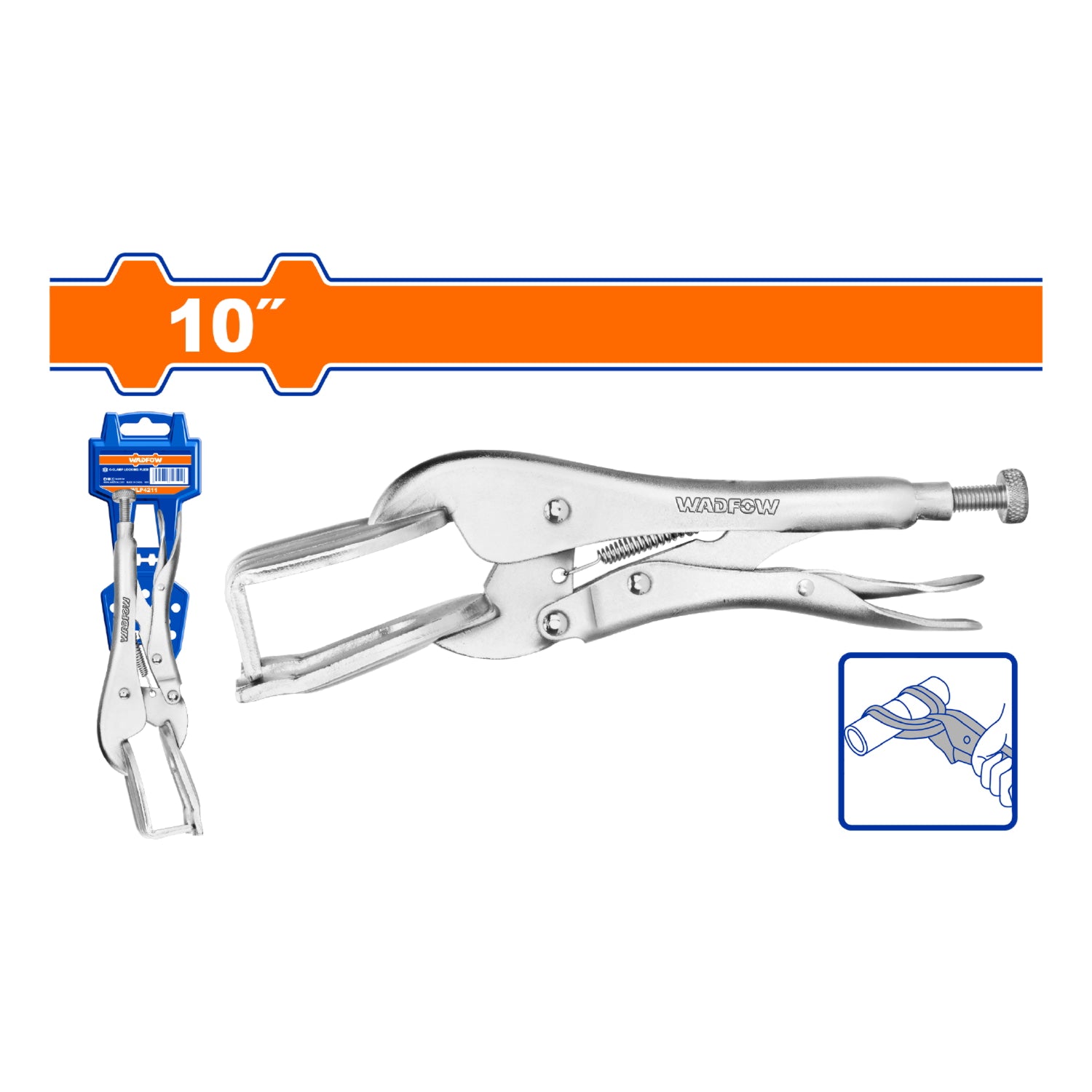 Alicate de presión para soldador de 10" Rango: 0-41mm. Niquelado. Acero al carbono. Pinza