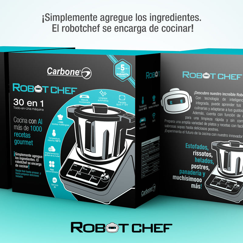 Robot de cocina inteligente 3L Robot Chef Carbone 30 en 1.