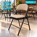 Silla Plegable Carbone Beige Acolchada de Acero con Tejido Tipo Lino Portátil para Hogar, Oficina, Eventos y Negocios (46x46x79cm)