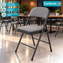 Silla Plegable Carbone Gris Acolchada de Acero con Tejido Tipo Lino Portátil para Hogar, Oficina, Eventos y Negocios (46x 46x79 cm)