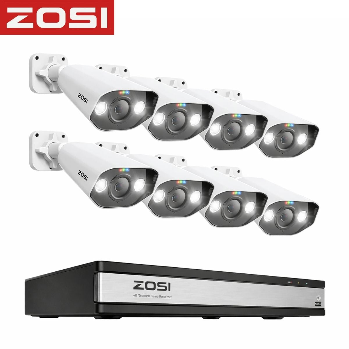 Cámaras de Seguridad PoE 16ch 4K/8.0MP PoE NVR (Set de 8) con NVR 16 Canales. Sistema de Vigilancia con Visión Nocturna 30m, Detección Humana y Vehicular, Audio Bidireccional