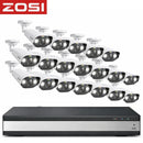 Cámaras de Seguridad PoE 16ch 4K/8.0MP (Set de 16) con NVR 16 Canales. Sistema de Viligancia con Visión Nocturna 30m, Detección Humana y Vehicular, Audio Bidireccional