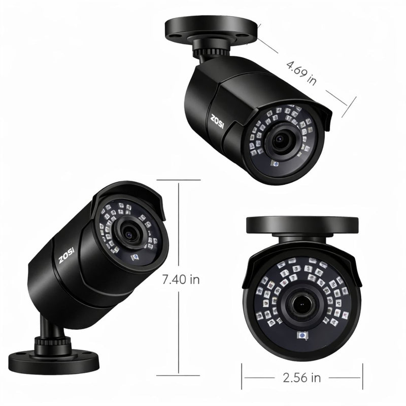 Cámara de Seguridad 1080P 4 en 1 TVI AHD CVI CVBS con Lente 3.6mm IR Cut y  Visión Nocturna 30m. Carcasa Metálica IP66. Color Negro