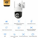 Cámara de Seguridad WiFi PTZ  4K IP66 con Giro 355°/140° y  Zoom Digital. Cámara de Videovigilancia con Visión Nocturna 30m a Color, Detección IA y Audio Bidireccional