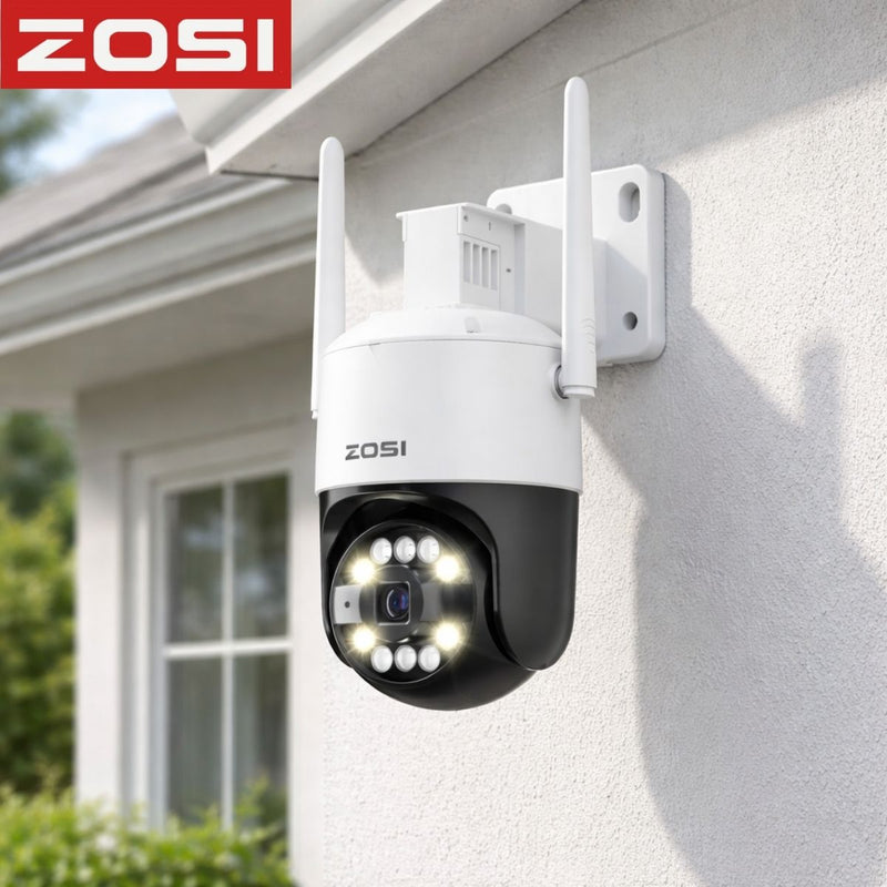 Cámara de Seguridad WiFi PTZ  4K IP66 con Giro 355°/140° y  Zoom Digital. Cámara de Videovigilancia con Visión Nocturna 30m a Color, Detección IA y Audio Bidireccional