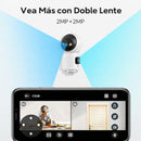 Cámara de Seguridad WiFi Doble Lente 2MP+2MP 360° con IR Cut 4mm y Seguimiento Automático. Camara de Videovilancia con Llamada por Gesto y Botón y Visión Nocturna 10m.