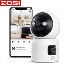 Cámara de Seguridad WiFi Doble Lente 2MP+2MP 360° con IR Cut 4mm y Seguimiento Automático. Camara de Videovilancia con Llamada por Gesto y Botón y Visión Nocturna 10m.