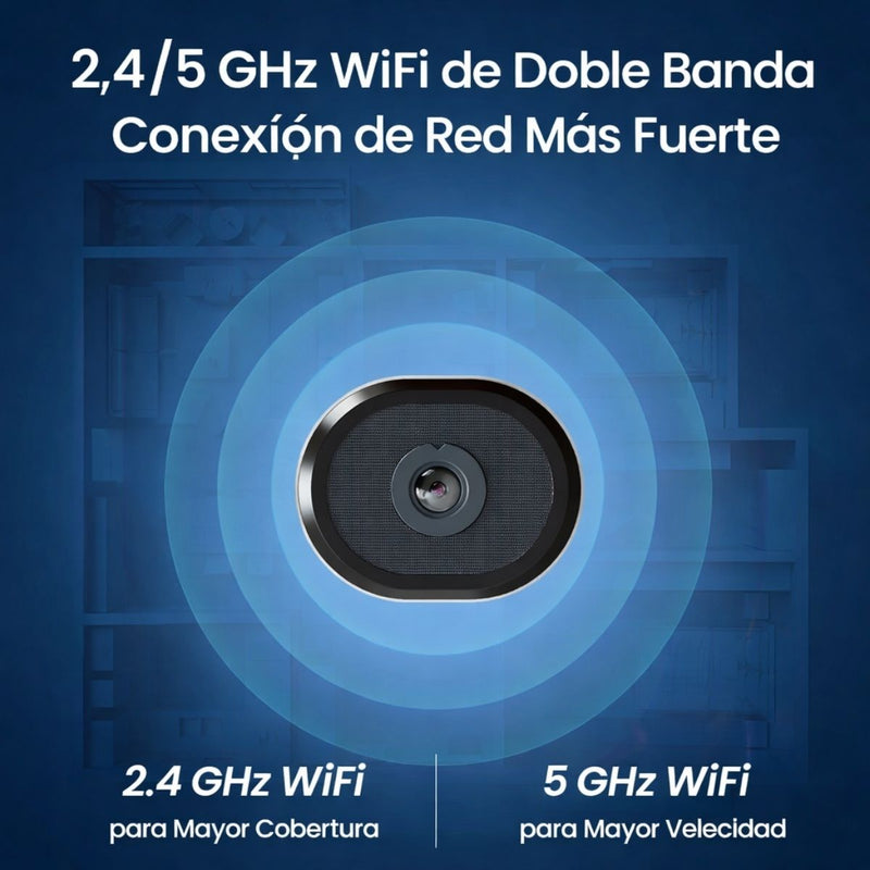 Cámara de Seguridad WiFi Doble Lente 2MP+2MP 360° con IR Cut 4mm y Seguimiento Automático. Camara de Videovilancia con Llamada por Gesto y Botón y Visión Nocturna 10m.