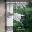 Cámara de Seguridad IP PoE 8MP 4K Exterior Color Nocturno 30m y Lente 4mm F1.0 con Detección Humana y Vehicular, Audio Bidireccional IP66