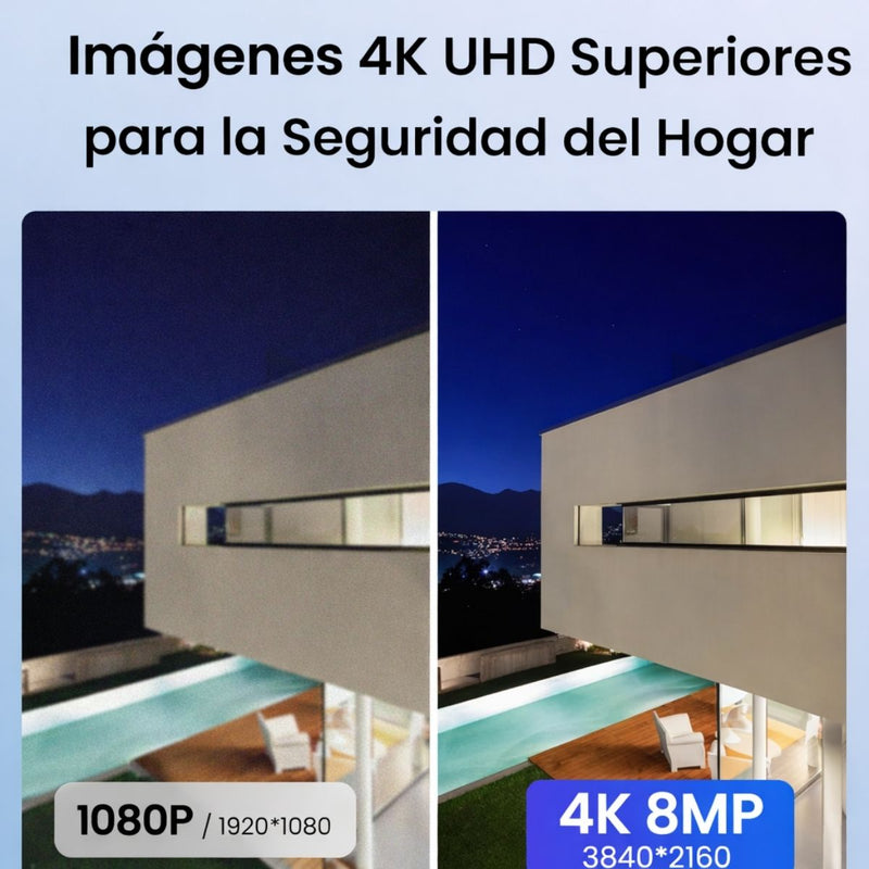 Cámara IP PoE PTZ 4K Exterior, Giro 355° e Inclinación 140°, Auto Seguimiento, Visión Nocturna 30m, Detección IA