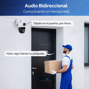 Cámara IP PoE Exterior Doble Lente 4MP+4MP con Visión Nocturna Color 30m, Detección de Personas y Vehículos, Audio Bidireccional