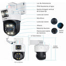 Cámara IP PoE Exterior Doble Lente 4MP+4MP con Visión Nocturna Color 30m, Detección de Personas y Vehículos, Audio Bidireccional