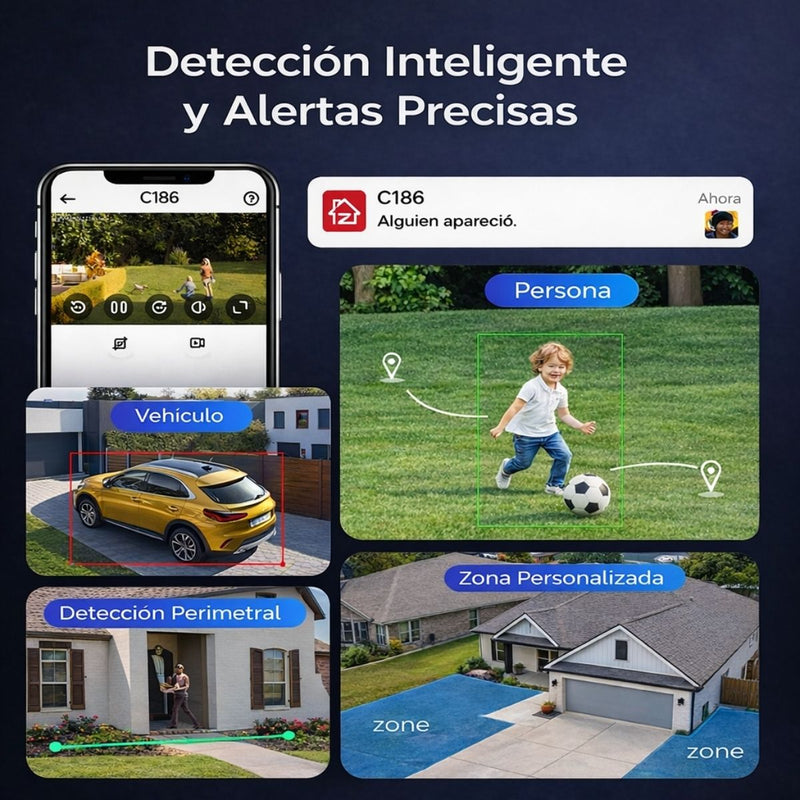 Cámaras de Seguridad WiFi 6 de 5MP (Set de 4) con NVR 8 Canales. Sistema de Vigilancia con Visión Nocturna Color, Detección de Personas, Audio Bidireccional