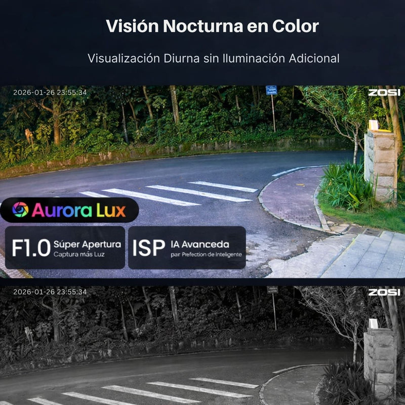 Cámaras de Seguridad WiFi 6 de 5MP (Set de 4) con NVR 8 Canales. Sistema de Vigilancia con Visión Nocturna Color, Detección de Personas, Audio Bidireccional