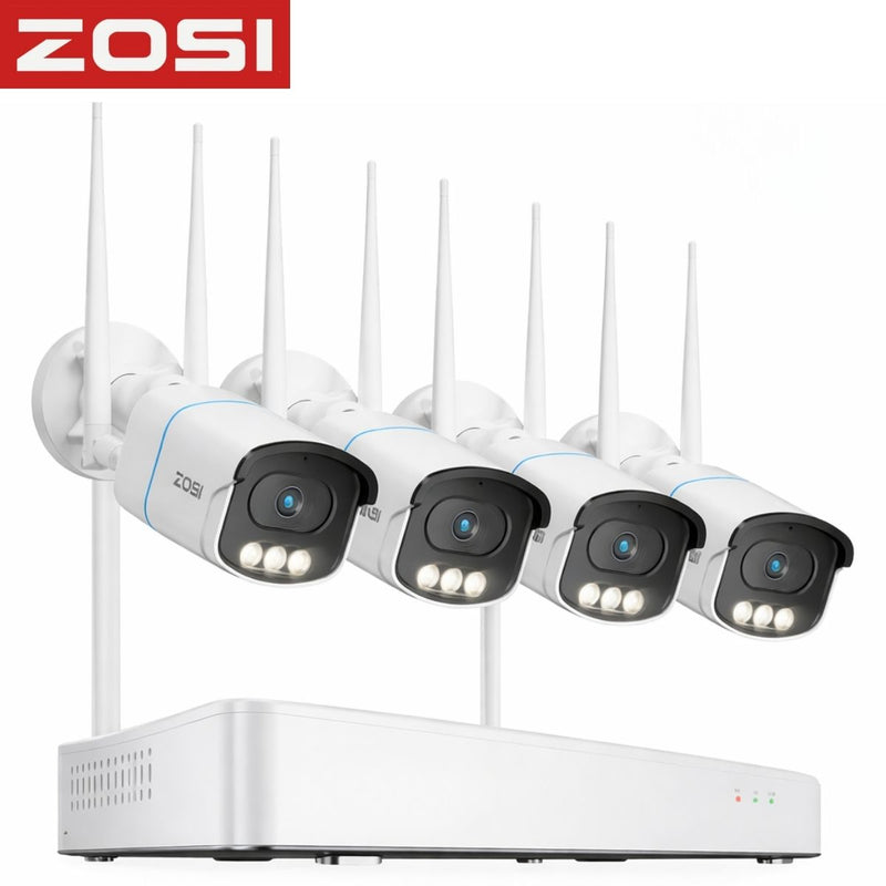 Cámaras de Seguridad WiFi 6 de 5MP (Set de 4) con NVR 8 Canales. Sistema de Vigilancia con Visión Nocturna Color, Detección de Personas, Audio Bidireccional