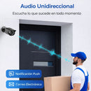 Cámaras De Seguridad PoE 8.0MP/4K (Set de 4) con NVR 8 Canales. Visión Nocturna a Color 20m y Detección Humana con Audio Integrado